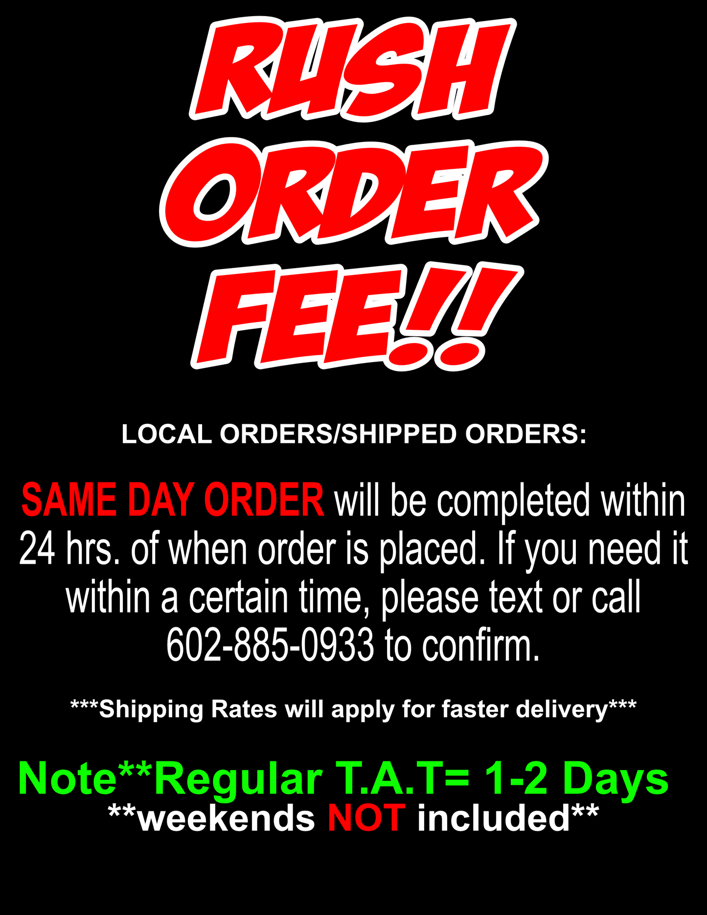 RUSH ORDER FEE