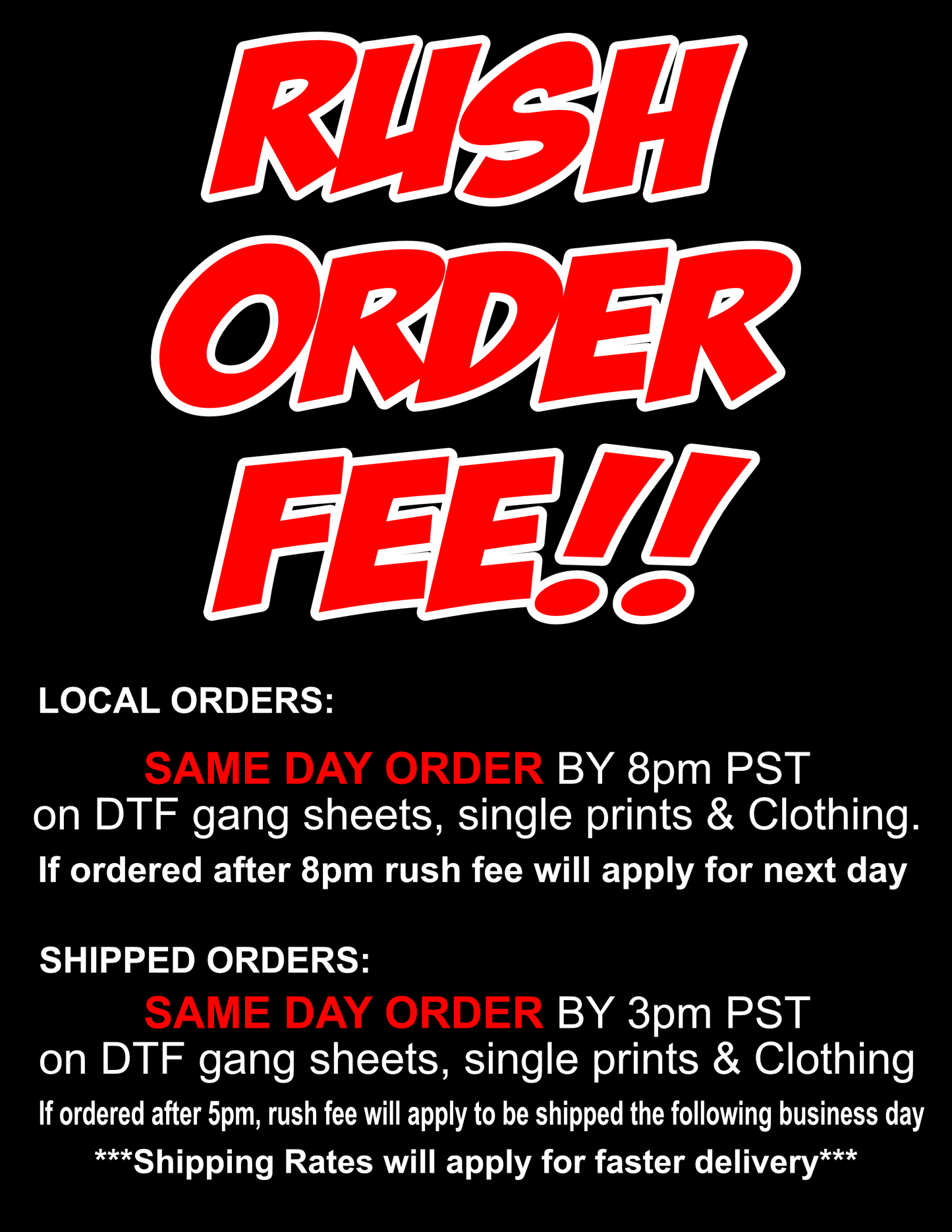 RUSH ORDER FEE